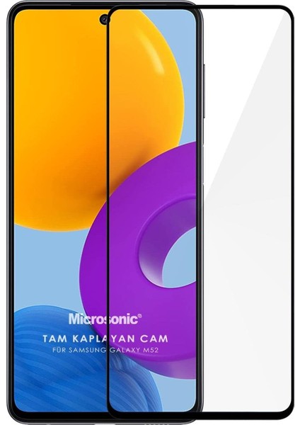 Galaxy M52 Tam Kaplayan Temperli Cam Ekran Koruyucu Siyah