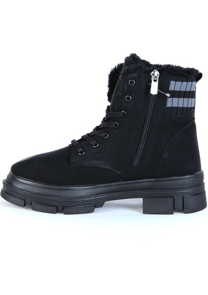 7655 Siyah Zümrüt Kürklü Kadın Düz Bot fiyatları