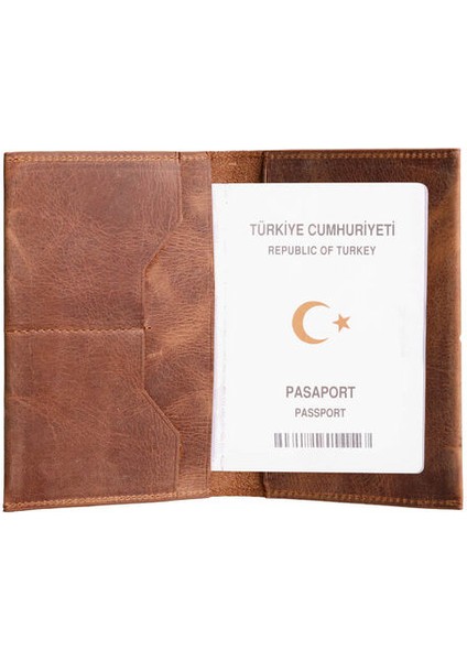 Antik Taba Hakiki Deri Pasaport Kılıfı Erkek / Kadın P5249