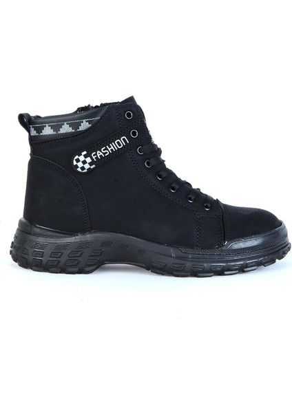 7126 Siyah Zümrüt Kürklü Kadın Düz Bot