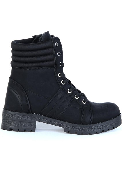 285 Siyah Zümrüt Kürklü Kadın Düz Bot