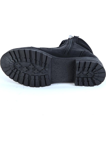 285 Siyah Zümrüt Kürklü Kadın Düz Bot modelleri