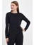 Kadın Gloria Siyah Bisiklet Yaka Regular Fit Basic Tişört 2