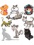 Kedi Sticker Set-1 8 Parça Telefon, Tablet, Defter, Laptop Sticker 1