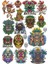 Tiki Mask Sticker Set 1 16 Parça Telefon, Tablet, Defter, Laptop Sticker 1