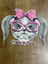 28X24 cm 3 Boyutlu Kız Kedi Pembe Fiyonklu Kedi Arma Aplike 1