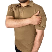 Astüm Askeri Malzeme Polo Yaka 2 Cepli Kısa Kollu Taktik T-Shirt Koyu Bej