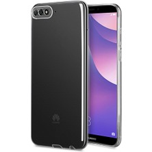 FitCase Huawei Y6 2018 Kılıf Fitcase Toz Koruma Tıpalı Şeffaf Arka Kapak