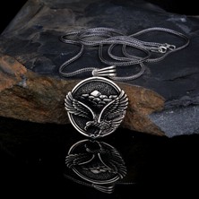 Tesbih Sepetim 925 Ayar Gümüş Kartal Motifli Madalyon Kolye