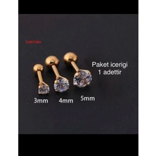 Ares Collection 316L Cerrahi Zirkon Tek Taş Tragus Helix Conch Kıkırdak Lobe Uyumlu Piercing
