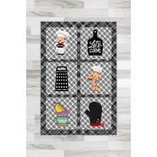 Artizon  Tekstil Artızon Halı ART-M-009 Beyaz Taban Dekoratif Kilim Ince Yıkanabilir Süngerli Dot Taban Salon Halısı