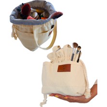 Sebura Kadın Büzgülü Krem Renk Makyaj Çantası