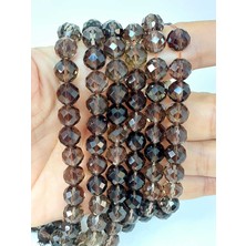 Yaşam Tohumu Dumanlı Kuvars Taşı Faset Kesim Dizi 8mm