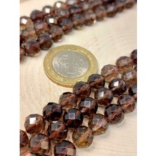 Yaşam Tohumu Dumanlı Kuvars Taşı Faset Kesim Yarım Dizi 8mm (18Cm Uzunluğundadır)