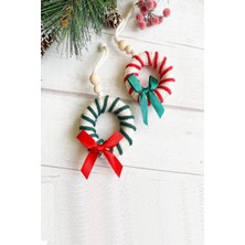 Emtory Home 2'li Red & Green Kurdeleli Halka - Dekoratif Süs - Yılbaşı Ağaç Süsü -