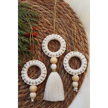 Emtory Home 3'lü Bohem Ekru Dekoratif Süs - Yılbaşı Ağaç Süsü - Çocuk Odası Süsü