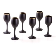 Royaleks Grappa Mat Siyah Ayaklı Kahve Yanı Su Bardağı Premium 6 Lı Set Kadeh 125CC x 6 Adet