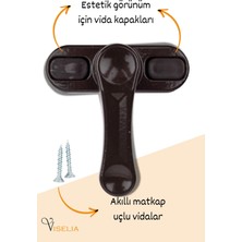 Viselia Koyu Kahverengi Pencere Emniyet Kilidi Çocuk Hırsız Kilidi Çekmeli Metal Kilit