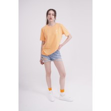 The Socks Company Palmiye Nakışlı Bisiklet Yaka Turuncu Unisex T-Shirt