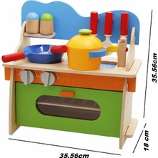 Ayas Eğitici Oyuncak Montessori Ahşap Mini Mutfak Seti - Aşçı Öğrenme Mutfak Seti - Rol Yapma Oyunu