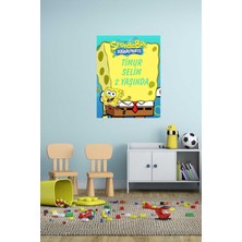 Kt Grup Isme Özel Doğum Günü Afişi Sünger Bob Temalı Kişiselleştirilebilir Sticker