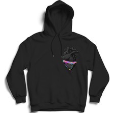 The Fame Colorful Cut Heart, Renkli Kesik Kalp Kapüşonlu Sweatshirt Hoodie
