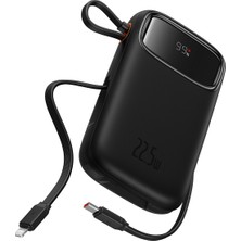 Baseus Q Pow 2 Dijital Ekranlı 22.5W 10.000 Mah Dual Kablolu Powerbank Siyah