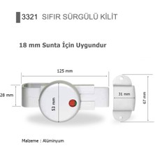 Eym Islak Hacim 18 mm Sunta Için Kabin Almüminyum Sıfır Sürgülü Kilit