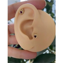 Ares Collection Cerrahi Çelik Kalpli Tragus Helix Kıkırdak Conch Lobe Uyumlu Piercing Küpe Klp