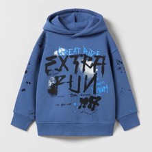 Kidmark Çocuk Modası Anime Baskılı Kapüşonlu Uzun Kollu Sweatshirt