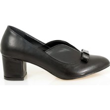 Ayakkabı Yolla Siyah Kalın Topuk Fiyonklu Stiletto(5cm)