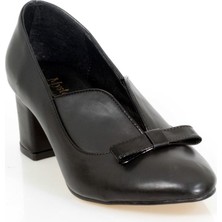 Ayakkabı Yolla Siyah Kalın Topuk Fiyonklu Stiletto(5cm)