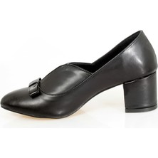 Ayakkabı Yolla Siyah Kalın Topuk Fiyonklu Stiletto(5cm)