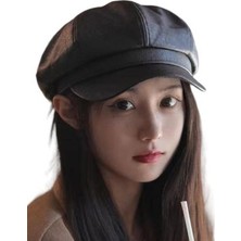 Trenderrs  Vintage Vegan Deri Kasket Şapka