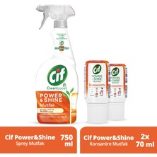 Cif Power & Shine Cleanboost Sprey Mutfak 750 ml X1 + Cif Power & Shine Konsantre Mutfak 70 ml X2