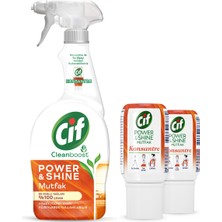 Cif Power & Shine Cleanboost Sprey Mutfak 750 ml X1 + Cif Power & Shine Konsantre Mutfak 70 ml X2