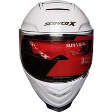 Scoyco X507 Güneş Vizörlü Kapalı Kask (Beyaz)