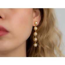 Flechazo Jewelry Doğal Incili Sallantılı Küpe