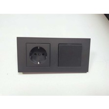 Ovivo Grano Siyah Anahtar Topraklı Priz +2 Li Çerçeve