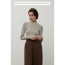 Manuka Parmak Geçirmeli Çizgili Body Kahverengi