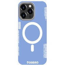OgBro iPhone 15 Pro blue Magsafe 3D Holo Kılıf Mavi