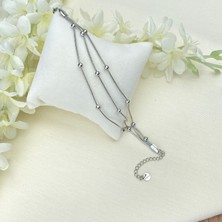 Kyver Dorika Bileklik Hasır Kadın Bileklik Kararmaz Çelik Silver 17+5cm