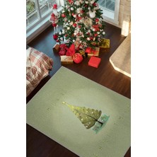 Homshtag Yeni Yıl Temalı Modern Halı Yeşil Renkli Yeni Yıl Parti Halısı Yılbaşı Hediyelik Halı