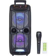 Zineets Işıklı Büyük Boy Party Box Bluetooth Hoparlör Taşınabilir Şarjlı Ses Sistemi Radyolu Karaoke Mic