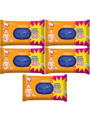 Fresh'n Soft Freshn Soft Islak Havlu Mendil 90 Yaprak 5 Li Set (450 Yaprak) Plastik Kapaklı