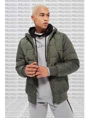 Skechers Outerwear Synthetic Padded Jacket Kapüşonlu Rahat Kalıp Haki Mont