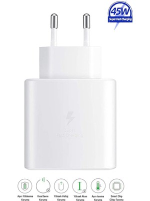 HANPORIUM Samsung Galaxy A70 Uyumlu 45W Type-C To Type-C Super Hızlı Şarj Cihazı / Şarj Aleti Adaptör - İthalatçı Garantili
