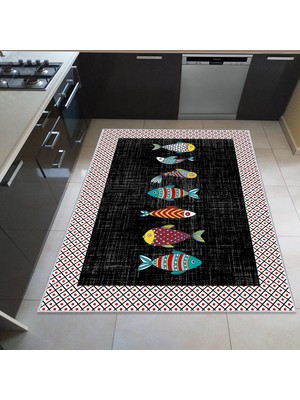 Artizon  Tekstil Artızon Halı ART-M-001 Beyaz Taban Dekoratif Kilim Ince Yıkanabilir Süngerli Dot Taban Salon Halısı