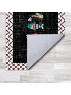 Artizon  Tekstil Artızon Halı ART-M-001 Beyaz Taban Dekoratif Kilim Ince Yıkanabilir Süngerli Dot Taban Salon Halısı