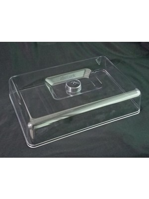Abnturk Kurabiye Kahvaltı Tabakları Dikdörtgen Şeffaf Fanus Kapak 29x20 Kristal Plastik Sağlıklı Taze Tutucu